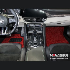 Alfa Romeo Giulia All Weather Floor Mats (set of 4) - Soft Touch PVC Loop - Red/ Black - RWD